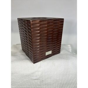 Echo Wooden Tissue Box Cover African Queen Design Walnut Stain 6"